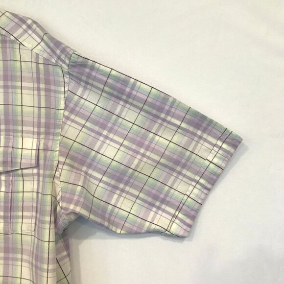 Sean John Men's Short Sleeve Button Front Collared Dress Shirt Sz XXL Gray Plaid - Picture 5 of 14